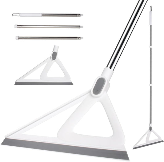 Multifunction Silicone Broom，Squeegee Broom Sweeping Water and Pet Hair，Rubber Broom Sweeper for Floor Bathroom Kitchen Shower，Rugs，Glass Windows（White）