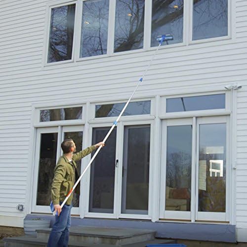 Unger Professional Connect and Clean 2-in-1 Squeegee and Scrubber, 14” Window Cleaning Tool, Essential Glass Cleaner for Commercial and Residential Use, Reusable Microfiber Sleeve, Streak-Free Results