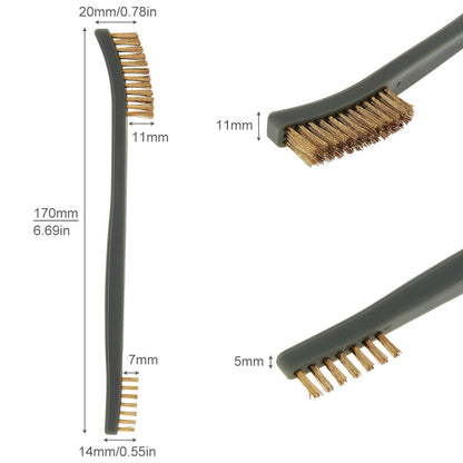 Mini Wire Brush Set, Paint and Dirt Remover, Cleaning Welding Slag and Rust, Handy Steel / Nylon / Brass Brush Suitable for Cleaning Paint / Dirt (3)