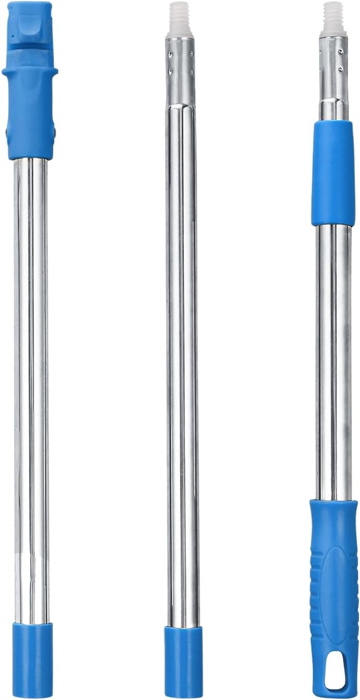 Mitclear Window Cleaner with Long Handle(57IN), Glass Cleaning Tools with Silicone Squeegee & Microfiber Scrubber, Window Cleaning Kit for Shower Glass Mirror Door Car