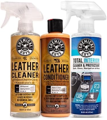 Chemical Guys Leather Cleaner and Conditioner Kit - Car Cleaner and Conditioner, Safely Cleans & Conditions Leather Car Interiors, Furniture, Shoes, Boots, Bags, Apparel & More, 2 Bottles (16 oz Each)
