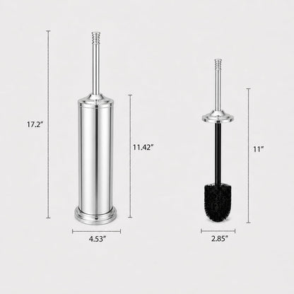 Black Toilet Brush and Holder Set，Extra Long Handled Toilet Bowl Brush and Holder，Stainless Steel Heavy Duty Toilet Brush for Bathroom,Deep Cleaning Modern Toilet Cleaner Slip Base