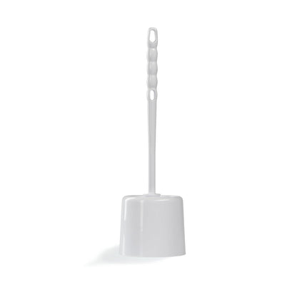 SPARTA 16-Inch Durable Toilet Brush with Storage Holder, Bowl Brush with Caddy with Sturdy Polypropylene Bristles for Effective Cleaning, White Plastic Handle for Secure Grip, White