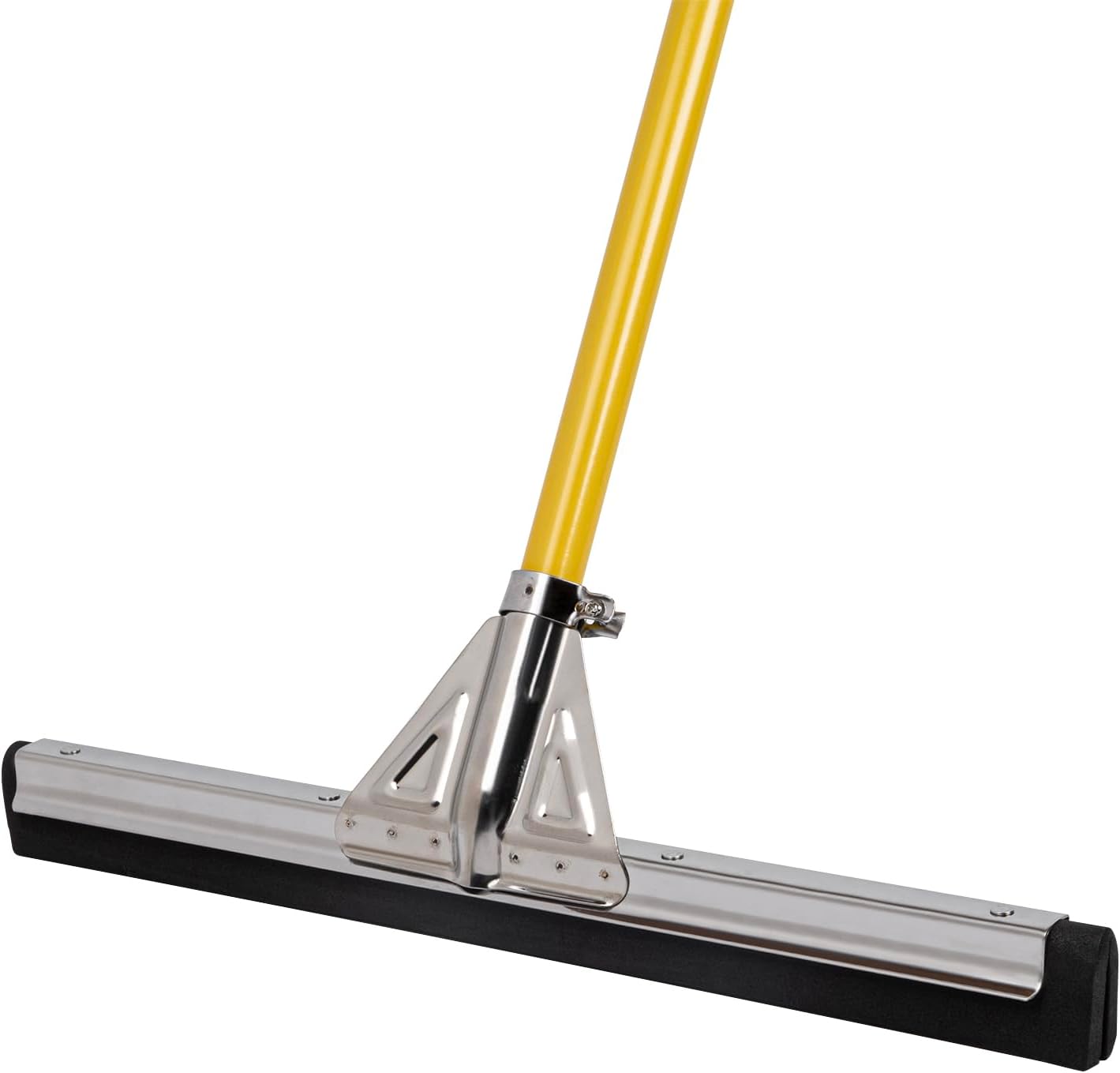 Restaurantware RW Clean 54.3 Inch Non-Slip Handle For Floor Squeegee - Hanging Loop Durable Yellow Iron Handle