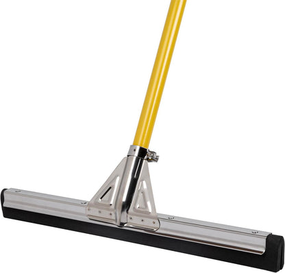 Restaurantware RW Clean 54.3 Inch Non-Slip Handle For Floor Squeegee - Hanging Loop Durable Yellow Iron Handle
