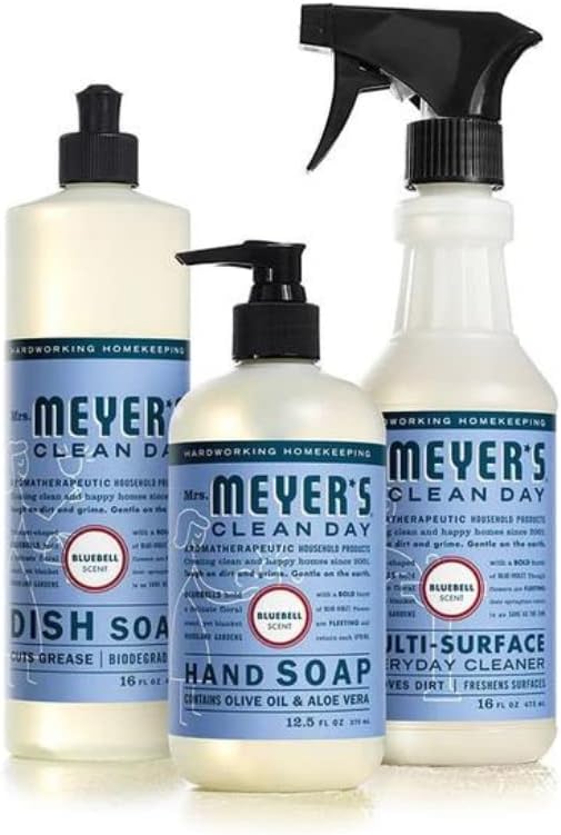 Mrs. MEYER'S Kitchen Set, Dish Soap, Hand Soap, and Multi-Surface Cleaner, 3 CT (Snowdrop)
