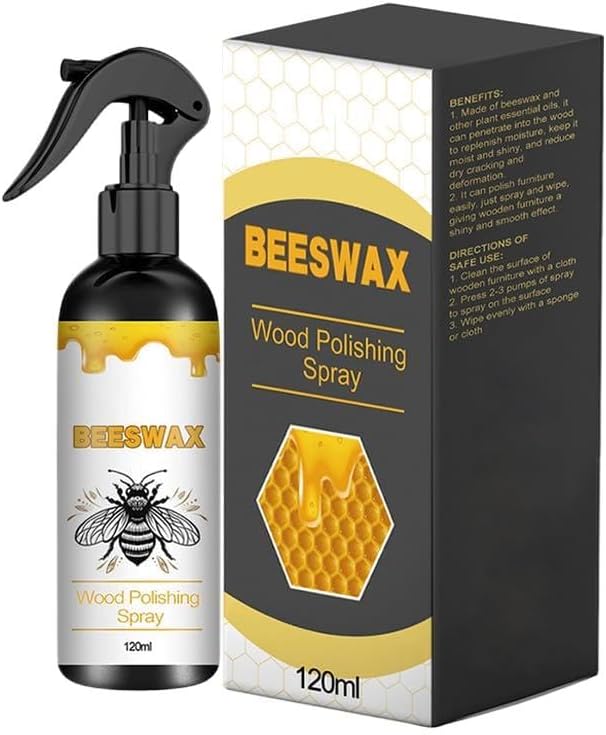 2026 Upgrade Natural Beeswax Care Spray Restorer, Beeswax Wood Polish Essential Oil Wax, Bees Wax Furniture Polish & Cleaner Spray for Wooden Product Floor (1 Set)