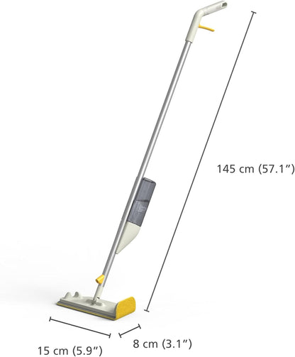 Joseph Joseph CleanTech 2-in-1 Multi-Surface Spray Mop with Washable Microfiber Cleaning Pad & Spot-Cleaning Abrasive Scrubber, Wall Mounted for Easy Storage