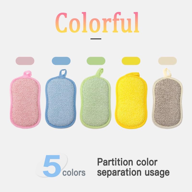 Dish Sponge Kitchen Sponges,Scrub Sponges,Double Sided Cleaning,Non Scratch,Ultra fine Fiber Wiping+Stainless Steel Wire to Remove Stubborn Stains,Durable Thickening (Large 6-Pack)