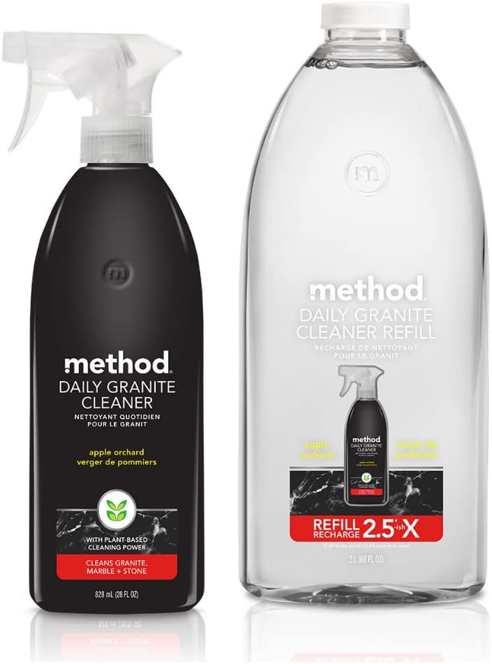 Method Daily Granite Cleaner, Apple Orchard, Set includes 68 oz. Refill and 28 oz. Spray Bottle, 28 Ounce Spray and 68 Ounce Refill