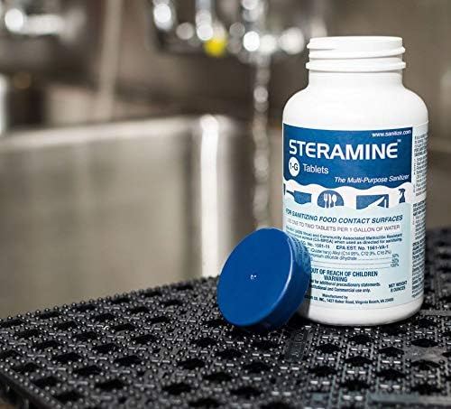 1 Bottle Steramine Sanitizer Tablets w/15x QT-10 Test Strips - Multi Purpose Steramine Sanitizing Tablets for Food Contact Surface, Kitchen, Restaurant, Food Service by FryOilSaver (150 Count)