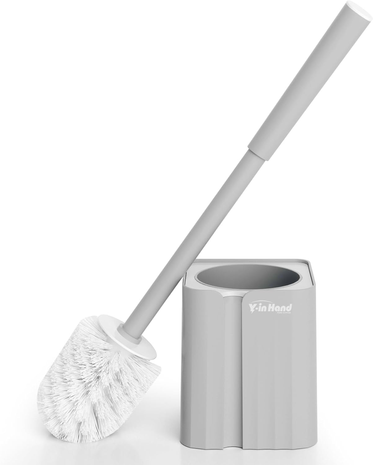 Toilet Brush and Holder Set, Silicone Toilet Bowl Brush, Bathroom Accessories, Durable Toilet Scrubber Bristles, Compact Size for RV, Wall Mountable, Drip-Proof, Deep Cleaning. (White)