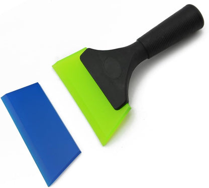 FOSHIO Small Squeegee with 5 Inch Dark Blue Rubber Blade Mini Wiper Window Tinting Tools for Mirror Glass Window Cleaner with Non-Slip Handle, 2 Pack