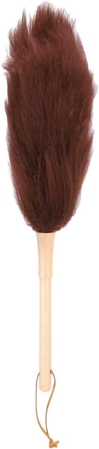 uxcell Wool Duster, 14.2" Natural Feather Cleaner Household Cleaning Duster with Solid Wooden Handle for Cleaning Fans Window Blinds Shelves Furniture, Pink