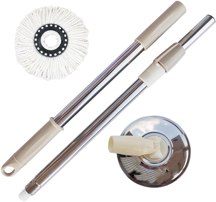 Spin Mop Replacement Handle, 47.6-inch 360 Degrees Rotating Telescopic Replacement Mop Stick with a Robust Stainless Steel Disc for Spin Mop Bucket Cleaning System (Stainless Steel Disc,Purple)