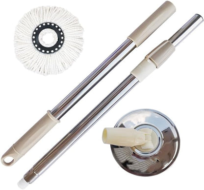 Spin Mop Replacement Handle, 47.6-inch 360 Degrees Rotating Telescopic Replacement Mop Stick with a Robust Stainless Steel Disc for Spin Mop Bucket Cleaning System (Stainless Steel Disc,Purple)