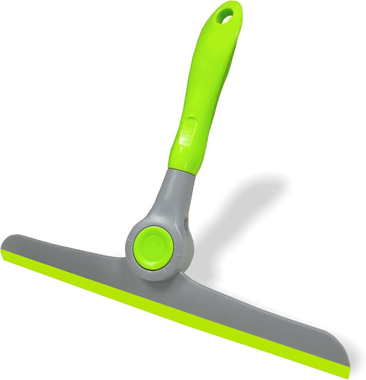 Small Squeegee Silicone Squeegee with Wood Handle Household Cleaner for Mirror Window Car Windshield Shower Door Countertop (Green Wood Handle)