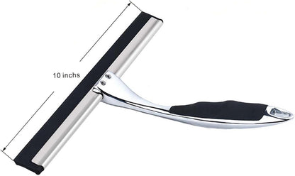 14-Inch Shower Squeegee, Stainless Steel Squeegee for Shower or Window Glass Door, Includes Two Spare Scrapers and one Adhesive Hook. (Gold, 14 in)