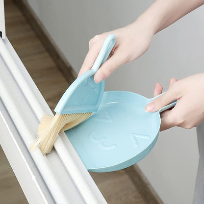 Mini Hand Brooms Small Dust Pan and Brush Set for Table, Desk, Countertop, Key Board, Cat, Dog and Other Pets (Green) (ENG547)