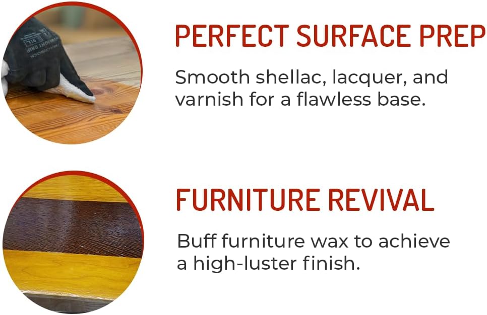 Hi-Tech 000 Extra Fine Steel Wool Pads (16 Pack) – Ultra-Fine Scratch-Free Surface Prep, Waterless Window Cleaning, Polishing, Finishing & Woodworking Abrasive