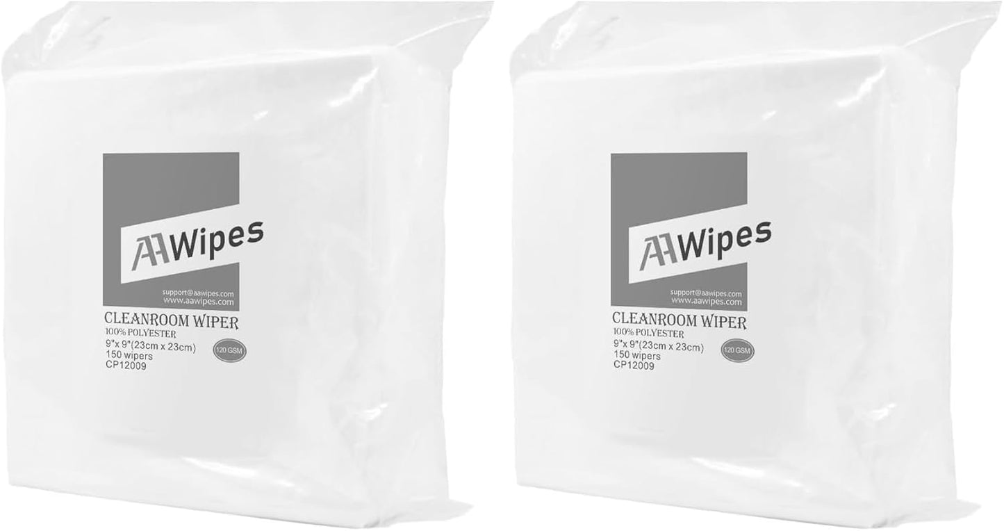 AAwipes Double Knit 100% Polyester Wipers Light Weight Version (120GSM, 6"X6", 150pcs/bag) Cleanroom Cloth Wipes Laser Sealed Edge, Ultra-Soft (CP12006)