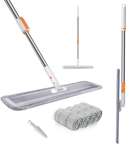 Microfiber Mop 18 in Large Flat Mops for Floor Cleaning with 4 Premium Pads Hardwood for Cleaning Wet Mop