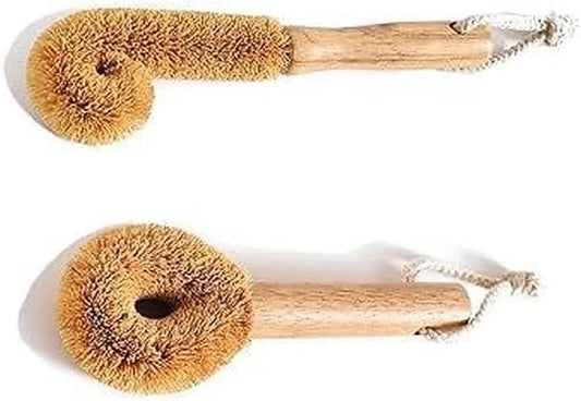 Cactus Bottle Brush Set, 2PCS-Eco-Friendly with Natural Wood Handle & Cactus Fiber Bristles for Deep Cleaning Bottles, Pans, and Kitchen Dishes