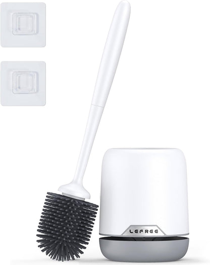 Lefree 2 Pack Silicone Toilet Bowl Brush and Holder Set with Ventilated Holder, Floor Standing & Wall Mounted Toilet Scrubber