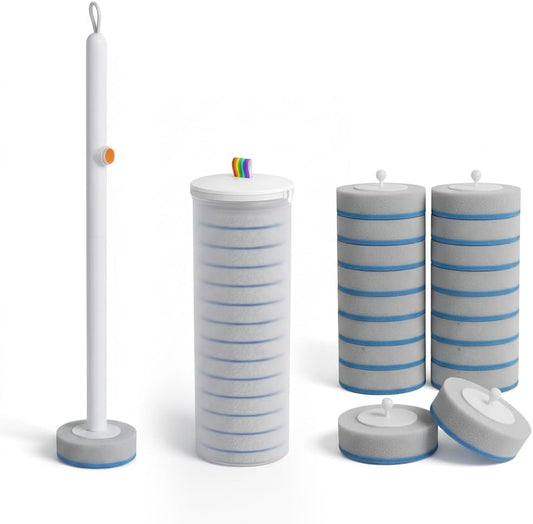 Disposable Toilet Cleaning Brush Kit with 48 Refill Heads, Long Handle Deep Clean Toilet Brush, All in One Bathroom Toilet Cleaner System for Household Apartment Daily Bathroom Cleaning