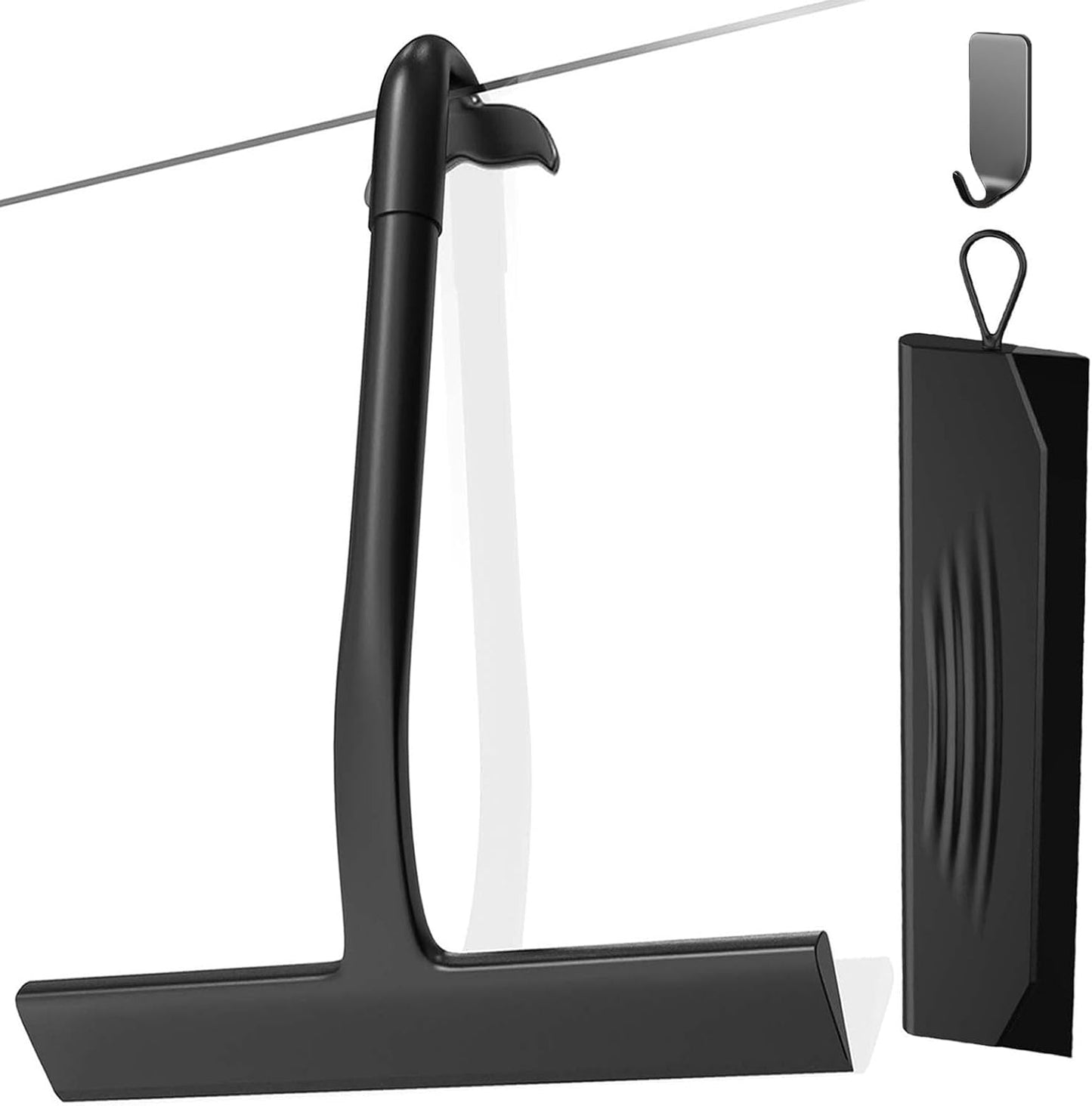 2PACK Shower Squeegee for Glass Doors, All-One-Piece Silicone with Built-in Hook Design for Easy Hanging and Cleaner Tool, for Bathroom, Glass, Kitchen, Tile Wall, Car