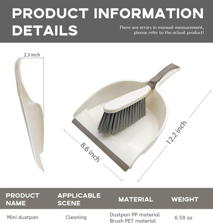 Dust Pan, Dustpan and Brush Set, Small Dust Pan and Brush Set, Hand Broom and Dustpan Set for Home, Handheld Angled Dust Pans and Brooms are Daily Cleaning Tools.Beige Brown