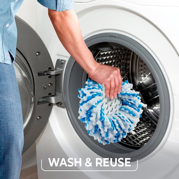 O-Cedar RinseClean Spin Mop & Bucket System | Microfiber Floor Cleaning System | Includes 3 Mop Heads (1 Standard+ 2 Deep Clean Refills) | Machine Washable & Reusable