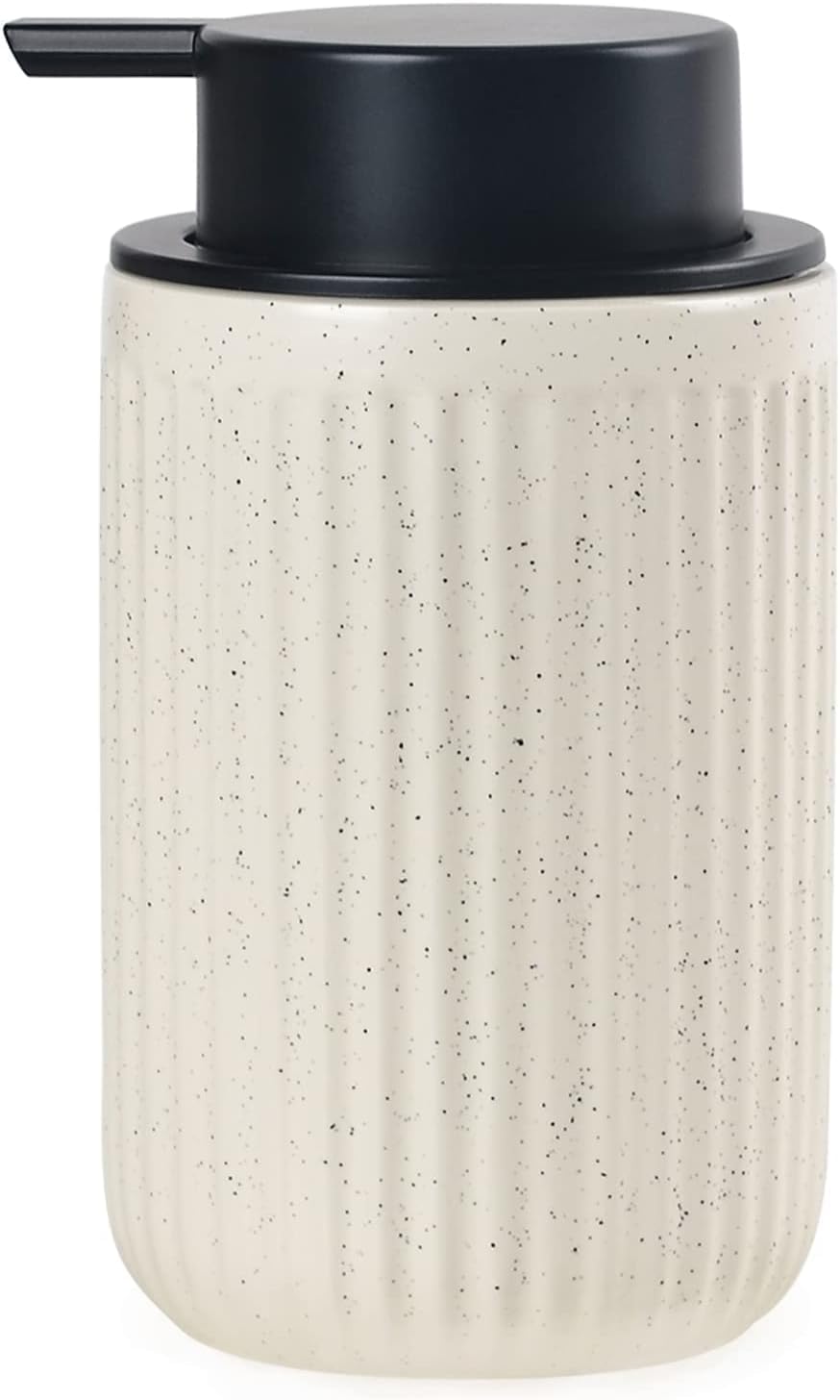 BosilunLife Dish Hand Soap Dispenser - Liquid Pump Soap Dispenser for Bathroom Decro 12oz Ceramic Kitchen Dish Dispenser with Rust-Proof Liquid Pump Modern Refillable Lotion Bottles