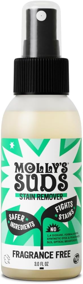 Molly's Suds Stain Remover Spray | Gentle Yet Powerful, Great for Baby & Pet Stains | Clean, Simple Ingredients (Fragrance Free) (16 Fl Oz (Pack of 2))