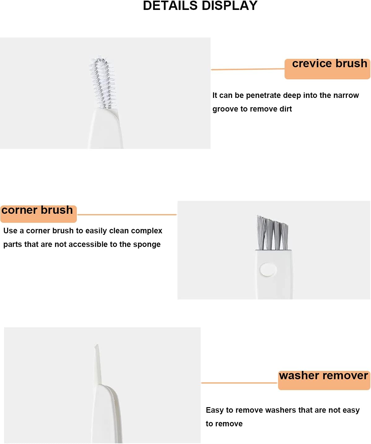 Tiny Cleaning Brush-Mini Multi-Functional Crevice Cleaning Brush, Water Bottle Cleaning Tools for Bottle Cup,Nursing Bottle Cup-1 Pack (Black)…