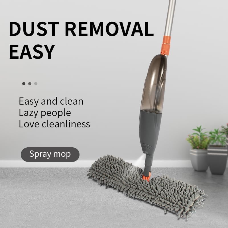 3-in-1 Spray Mop Set with Double-Sided Chenille, Microfiber, and Squeegee Pads - Lightweight Aluminum Handle, 520ML Water Tank, All-Floor & Window Cleaning (Stella - LV-S03)