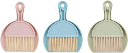 Small Broom and Dustpan Set for Home, Mini Clean Brush with Dust Pans Cute Hand Broom Brush Dust Pan with Hanger Hole, Small Cleaning Brush Set for Desktop Computer Table Keyboard (green-1pc)