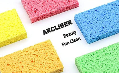 Cellulose Sponges,Heavy Duty Scrub Kitchen Sponge,Clean Tough Messes Without Scratching Sponges Kitchen,Pop Up Eco Sponges DIY Orange (6 Pack)