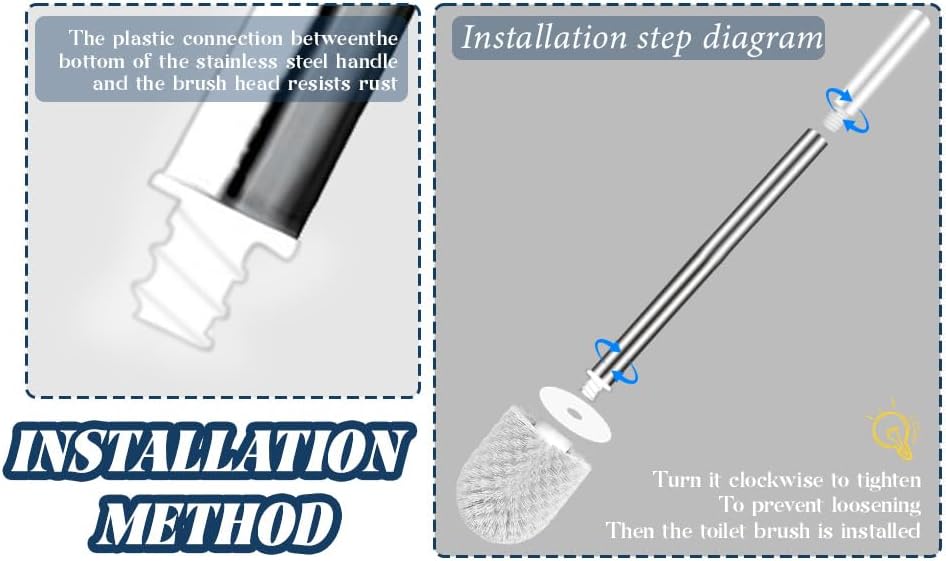 Toilet Brush and Holder Set, 3 Pack Toilet Cleaner Brush, Stainless Steel Toilet Brush with Long Handle for Deep Cleaning Bathroom Accessories White