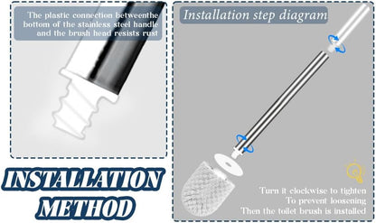 Toilet Brush and Holder Set, 3 Pack Toilet Cleaner Brush, Stainless Steel Toilet Brush with Long Handle for Deep Cleaning Bathroom Accessories White