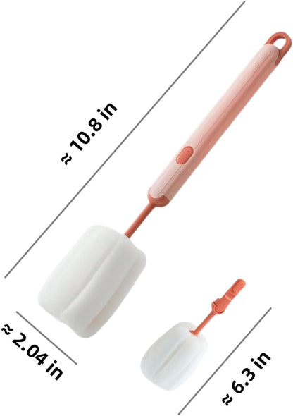 Bottle Brush Long Handle Cup Cleaner Brush Sponge Bottle Scrubber Detachable Handle Portable Sponge Cleaning Brush for Cups Wine Glasses Water Bottles Baby Bottles and Vacuum Flasks(3 PCS)