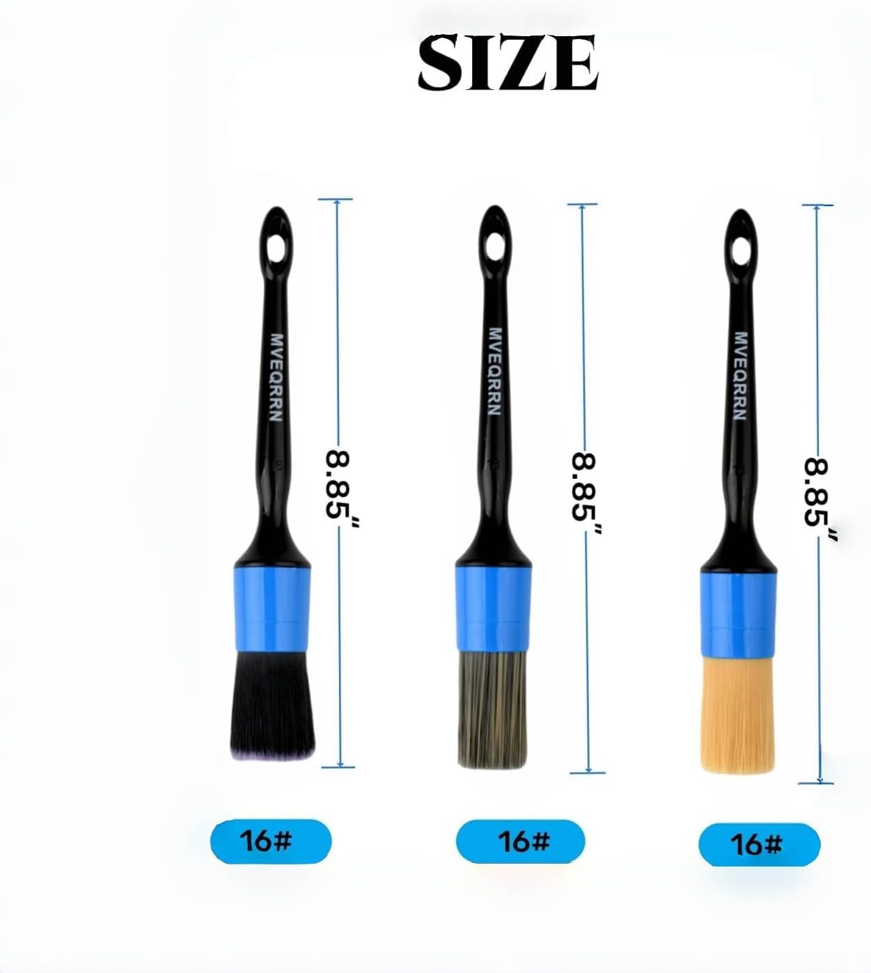 MVEQRRN 6pcs Car Detailing Brush Set-2pcs Boars Hair Car Detailing Brushes,2pcs Ultra Soft No Scratch Detailing Brush for Air Vent,Leather Seat 2pcs Detail Brushes car Detailing for Interior Exterior