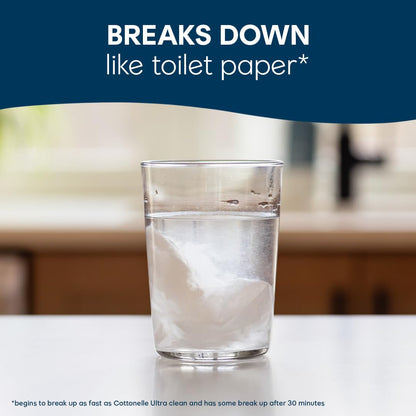 Cottonelle Fragrance Free Flushable Wet Wipes, Adult Wet Wipes, 2 Flip-Top Packs, 42 Wipes Per Pack