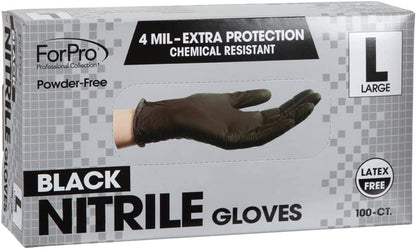 ForPro Disposable Nitrile Gloves, Chemical Resistant, Powder-Free, Latex-Free, Non-Sterile, Food Safe, 4 Mil