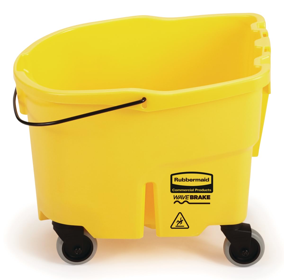 Rubbermaid Commercial Products WaveBrake 35 Qt. Side-Press Mop Bucket and Wringer Combo on Wheels Yellow for Professional/Industrial/Business Heavy-Duty Floor Cleaning/Mopping
