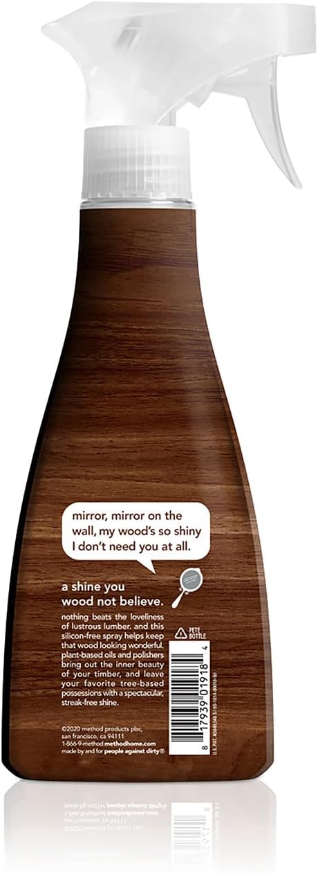 Method Wood Polish, Almond, For Wood Surfaces, Furniture and Cabinets, 14 Ounces (Pack of 1)