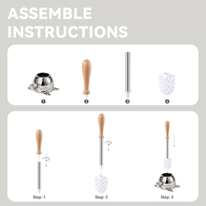 Turtle Base Toilet Brush Set - Gold Ceramic Toilet Scrubber Brush 7.5” Bowl Cleaner with Ergonomic Handle, Mini Cute Bathroom Cleaning Brush - Bathroom Decor
