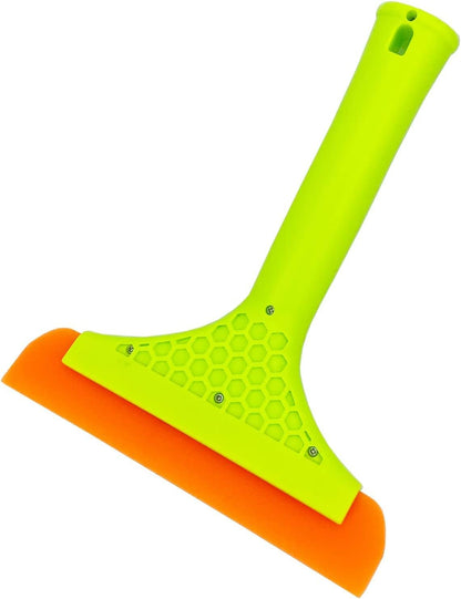 Super Flexible Silicone Squeegee, Auto Water Blade, Water Wiper, Shower Squeegee, 5.9'' Blade and 7.5'' Long Handle, for Car Windshield, Window, Mirror, Glass Door, Grey Black