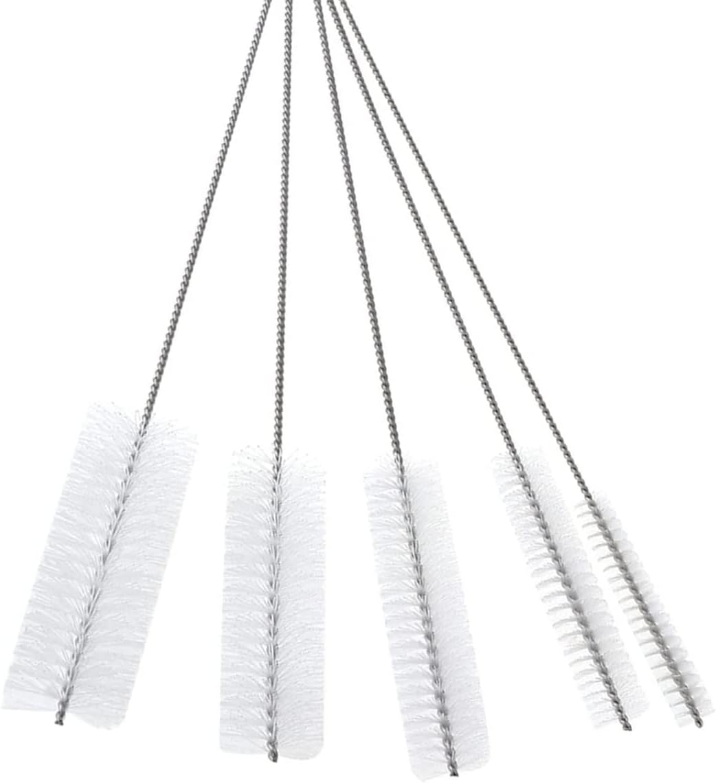 10" Tube Cleaning Brush Set, 5 Pack Large, Extra Long Nylon Straw Brushes with Flexible Handles for Bottles, Cleaning Straws, Pipe Cleaners, Keyboard, Glass, Guns, Detailing and Deep Cleaning, Black