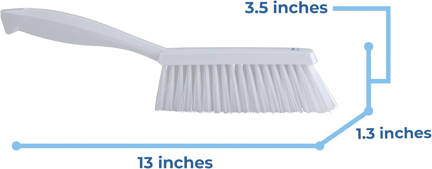 Vikan 45871 Bench Cleaning Brush, Polypropylene/Polyester Soft Bristle Dustpan Brush & Sweeper With Handle, 14-Inch, Pink